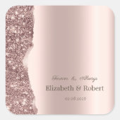 Elegantes Roségold-Glitter-Script  Quadratischer Aufkleber (Vorderseite)