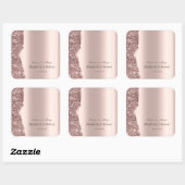 Elegantes Roségold-Glitter-Script  Quadratischer Aufkleber (Blatt)