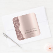 Elegantes Roségold-Glitter-Script  Quadratischer Aufkleber (Umschlag)