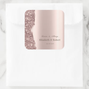 Elegantes Roségold-Glitter-Script Quadratischer Aufkleber