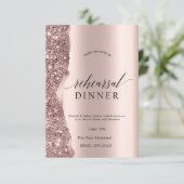 Elegantes Roségold-Glitter-Skript  Einladung (Stehend Vorderseite)