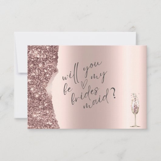 Elegantes Roségold-Glitter-Skript Einladung (Vorderseite)