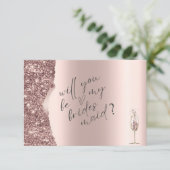 Elegantes Roségold-Glitter-Skript Einladung (Stehend Vorderseite)