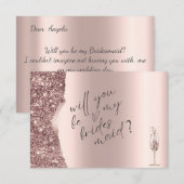 Elegantes Roségold-Glitter-Skript Einladung (Vorne/Hinten)