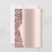 Elegantes Roségold-Glitter-Skript  Einladung (Rückseite)