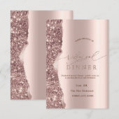 Elegantes Roségold-Glitter-Skript  Einladung (Vorne/Hinten)