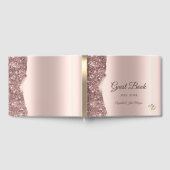 Elegantes Roségold-Glitter-Skript Gästebuch (Voll)