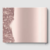 Elegantes Roségold-Glitter-Skript Gästebuch (Rückseite)