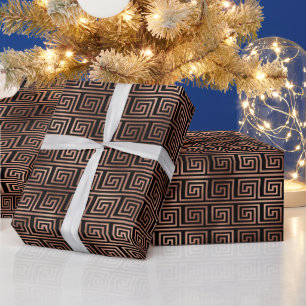 Elegantes Roségold-Griechisches-Schlüssel-Art-Déco Geschenkpapier
