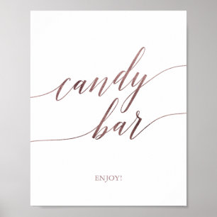 Elegantes Roségold-Kalligrafie-Candy-Bar-Schild Poster
