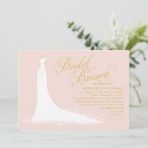 Elegantes Roségold-Kleid Braut Hochzeit Brunch Einladung