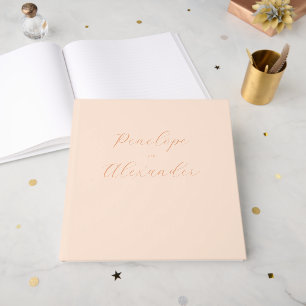 Elegantes Roségold-Kursiv-Hochzeitsgästebuch Gästebuch