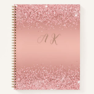Elegantes Roségold Luxe-Schimmer-Monogramm Notizblock