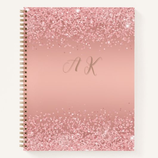 Elegantes Roségold Luxe-Schimmer-Monogramm Notizblock (Vorderseite)