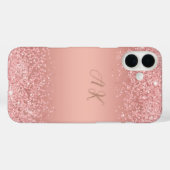 Elegantes Roségold Luxus-Schimmer Monogramm Case-Mate iPhone Hülle (Rückseite (Horizontal))
