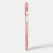 Elegantes Roségold Luxus-Schimmer Monogramm Case-Mate iPhone Hülle (Rückseite / Links)
