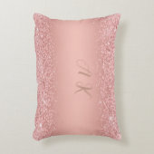 Elegantes Roségold Luxus-Schimmer-Monogramm Dekokissen (Vorderseite(Vertikal))