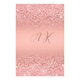 Elegantes Roségold Luxus-Schimmer Monogramm Fotodruck