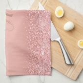 Elegantes Roségold Luxus-Schimmer Monogramm Geschirrtuch (Viertel Falte)