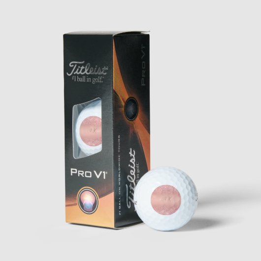 Elegantes Roségold Luxus-Schimmer Monogramm Golfball (Verpackung)