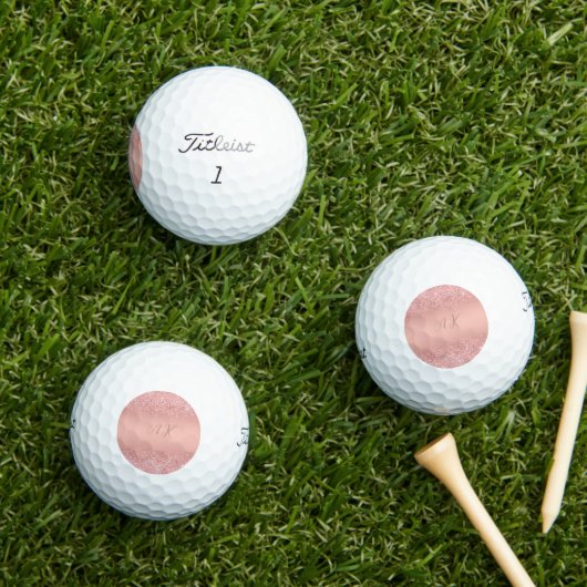 Elegantes Roségold Luxus-Schimmer Monogramm Golfball (Insitu Gras)