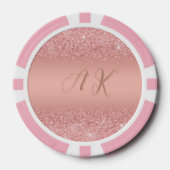Elegantes Roségold Luxus-Schimmer Monogramm Pokerchips (Vorderseite)