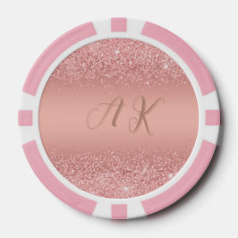 Elegantes Roségold Luxus-Schimmer Monogramm Pokerchips
