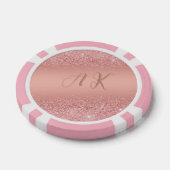 Elegantes Roségold Luxus-Schimmer Monogramm Pokerchips (Einzeln)
