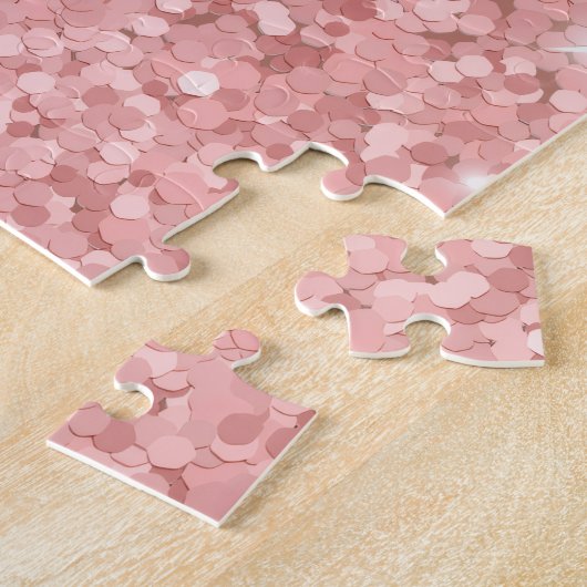 Elegantes Roségold Luxus-Schimmer-Monogramm Puzzle (Seite)