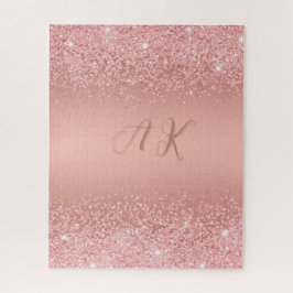 Elegantes Roségold Luxus-Schimmer Monogramm Puzzle