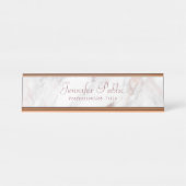 Elegantes Rosegold-Marble Modernes Skript-Template Schreibtischnamensplakette (Vorderseite )