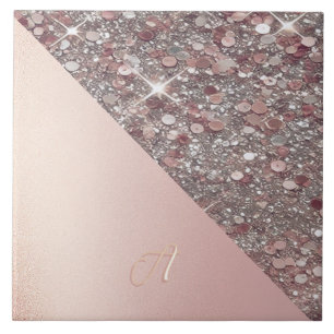 Elegantes Roségold-Monogramm Fliese