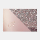 Elegantes Roségold-Monogramm Fußmatte (Vorderseite)