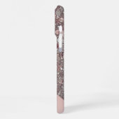 Elegantes Roségold-Monogramm iPhone Hülle (Linke Seite)