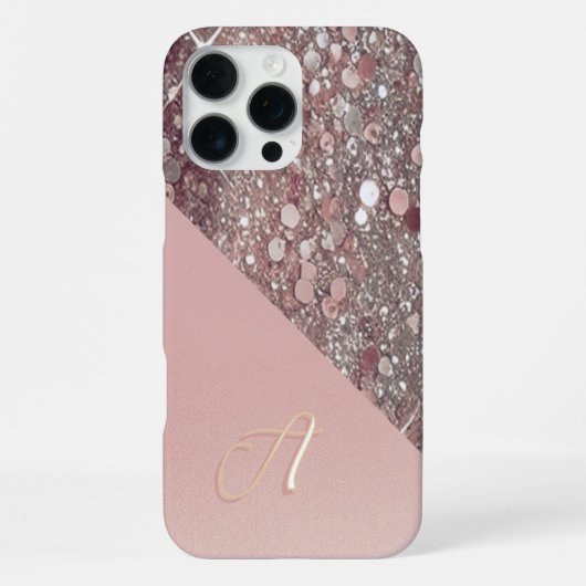 Elegantes Roségold-Monogramm iPhone Hülle (Rückseite)