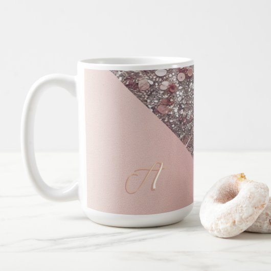 Elegantes Roségold-Monogramm Kaffeetasse (Mit Donut)