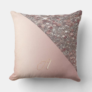 Elegantes Roségold-Monogramm Kissen