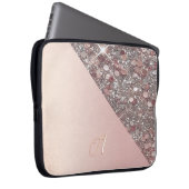 Elegantes Roségold-Monogramm Laptopschutzhülle (Vorne Rechts)
