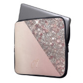 Elegantes Roségold-Monogramm Laptopschutzhülle (Vorderseite Links)