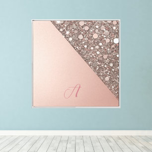 Elegantes Roségold-Monogramm Leinwanddruck