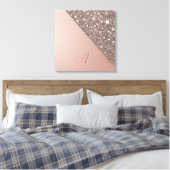 Elegantes Roségold-Monogramm Leinwanddruck (Insitu (Schlafzimmer))