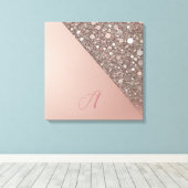 Elegantes Roségold-Monogramm Leinwanddruck (Insitu (Holzboden))