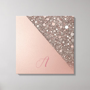 Elegantes Roségold-Monogramm Leinwanddruck