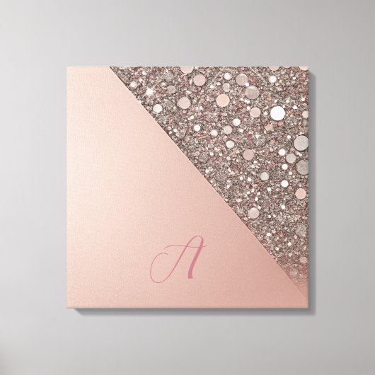 Elegantes Roségold-Monogramm Leinwanddruck (Vorderseite)