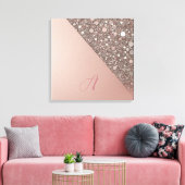 Elegantes Roségold-Monogramm Leinwanddruck (Insitu (Wohnzimmer))