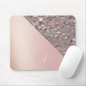 Elegantes Roségold-Monogramm Mousepad (Mit Mouse)