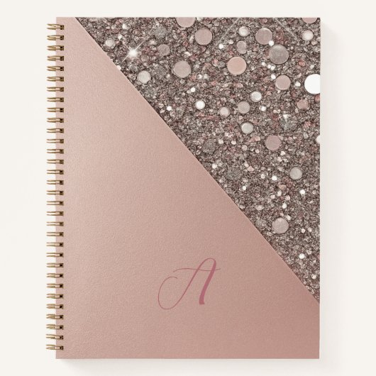 Elegantes Roségold-Monogramm Notizblock (Vorderseite)