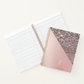 Elegantes Roségold-Monogramm Notizblock (Innenseite)