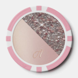 Elegantes Roségold-Monogramm Pokerchips