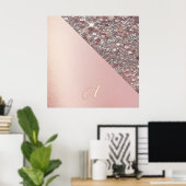 Elegantes Roségold-Monogramm Poster (Heimbüro)